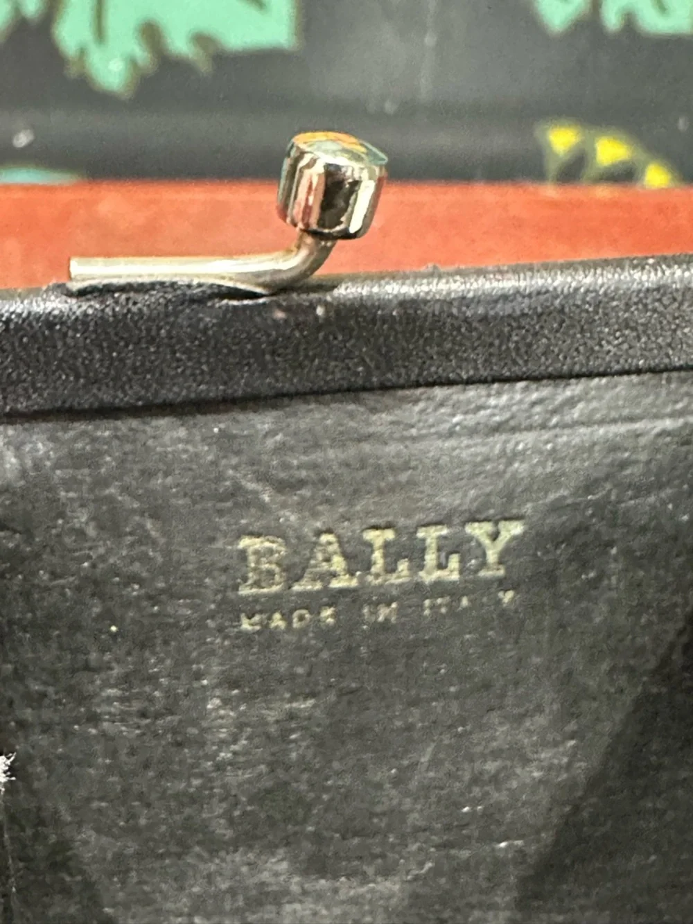 Vintage Bally Kiss Lock Coin Purse Monogram Canvas Mini Wallet Clasp Pouch